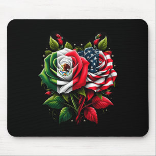 Mexico Usa Flag Mexican Flag American Flag Rose Fl Mouse Mat