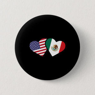 Mexico Usa Flag T Shirt Heart Mexican American Lov 6 Cm Round Badge