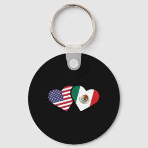 Mexico Usa Flag T Shirt Heart Mexican American Lov Key Ring