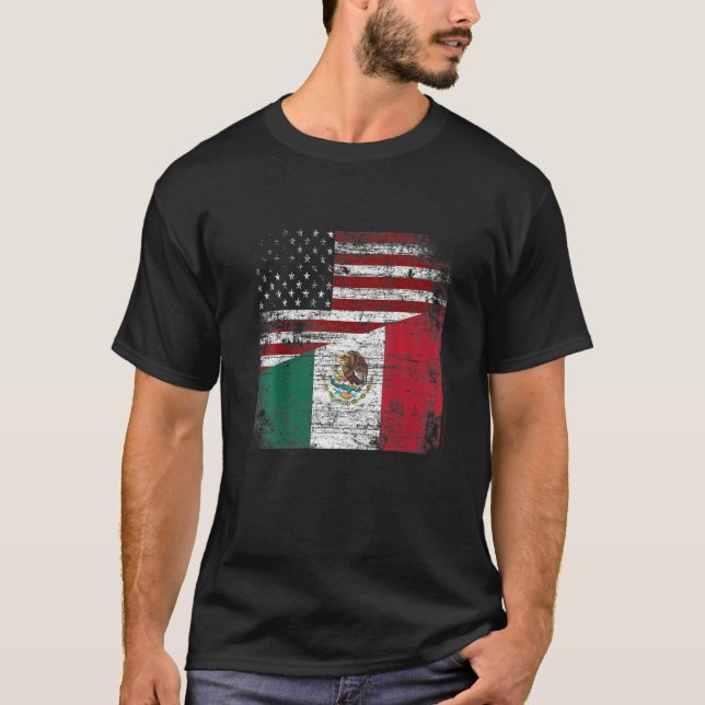 Mexico USA  Pride Mexico American Flag T-Shirt (Front)