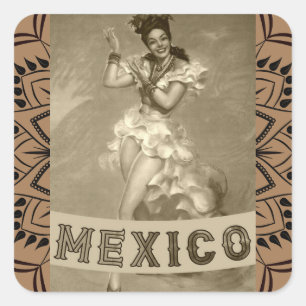 MEXICO Vintage Art - Travel - Square Sticker