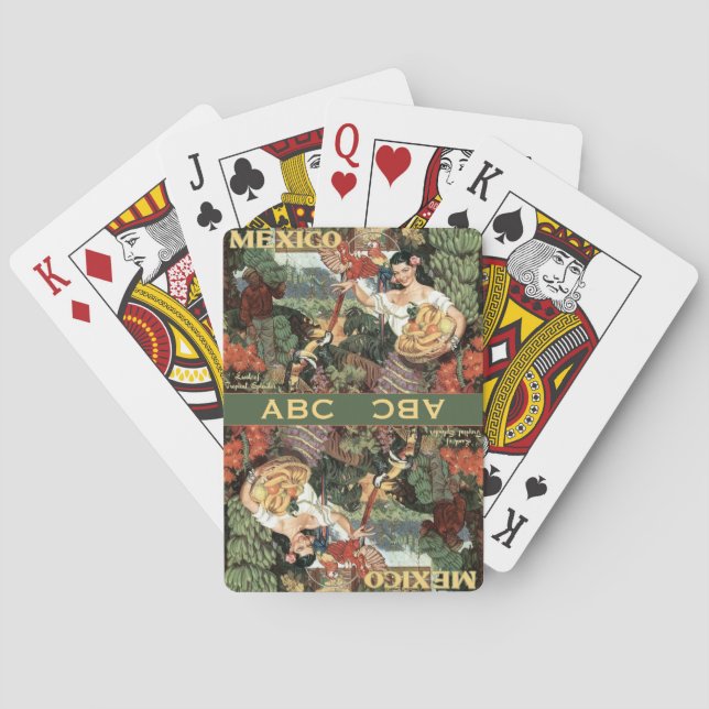 Mexico vintage custom monogram playing cards (Back)
