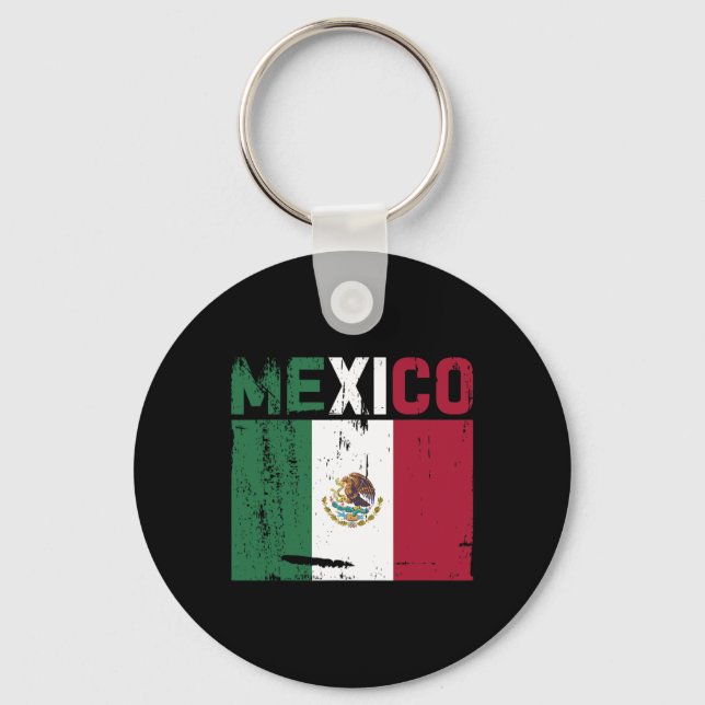 Mexico Vintage Mexican Flag Pride Hat  Key Ring (Front)
