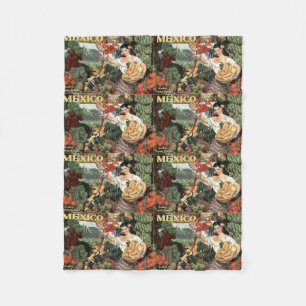 Mexico vintage travel fleece blanket