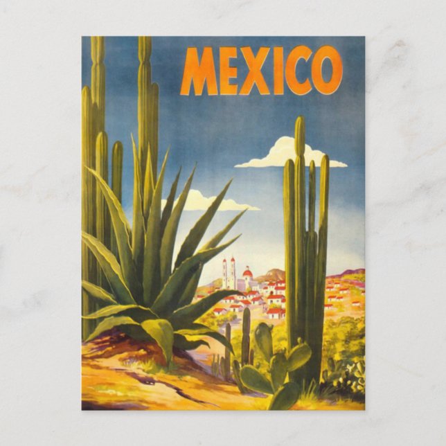 Mexico vintage travel postcard (Front)