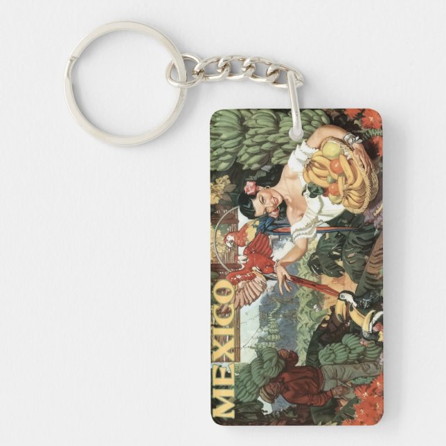 Mexico Vintage Travel Poster Key Ring (Front)