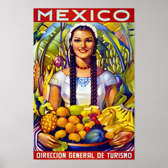 Mexico Vintage Travel Poster Restored (Front)
