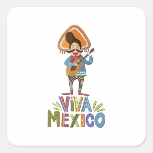 Mexico - Viva Mexico Singer - light Square Sticker