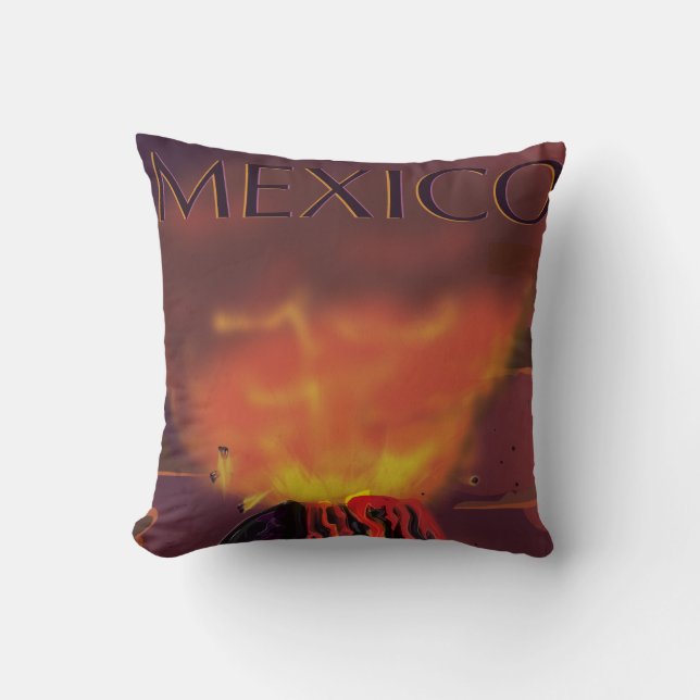 Mexico Volcano Travel Poster Cushion (Front)