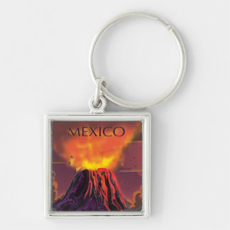 Mexico Volcano Travel Poster Key Ring