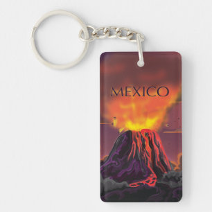Mexico Volcano Travel Poster Key Ring