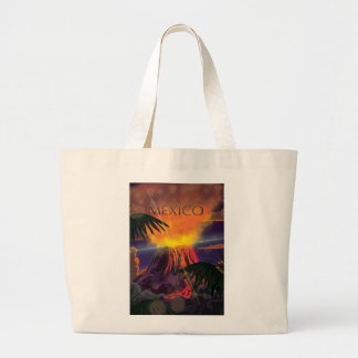 Mexico Volcano Travel Poster Large Tote Bag