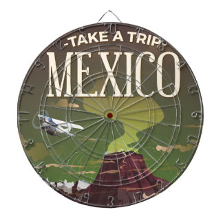 Mexico Volcano vintage travel poster Dartboard