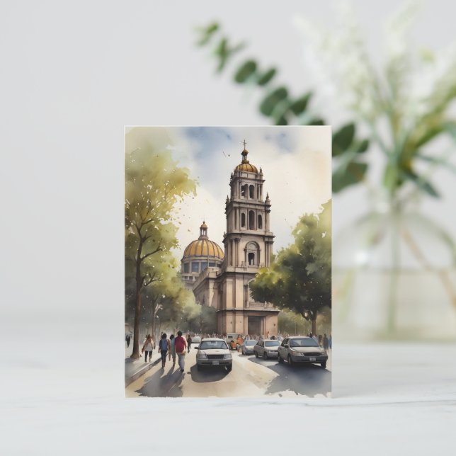 Mexico watercolor art postcard (Standing Front)