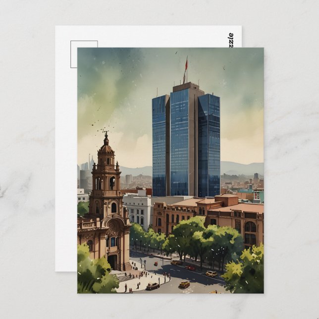 Mexico watercolor art postcard (Front/Back)