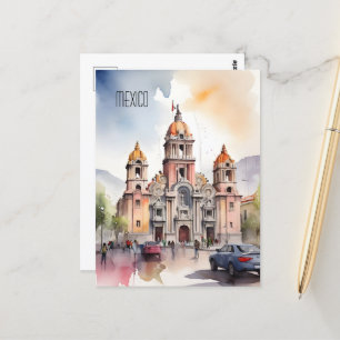 Mexico watercolor art postcard