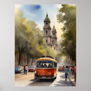 Mexico watercolor art poster