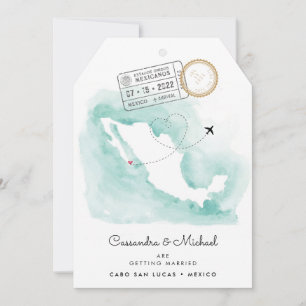 Mexico Watercolor Map Cabo Destination Wedding