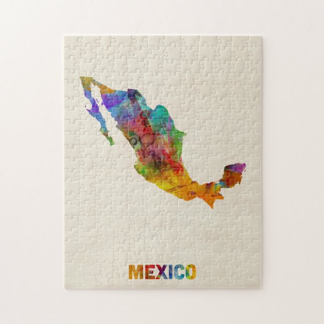 Mexico Watercolor Map Jigsaw Puzzle (Vertical)