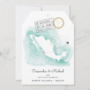 Mexico Watercolor Map Puerto Vallarta Wedding