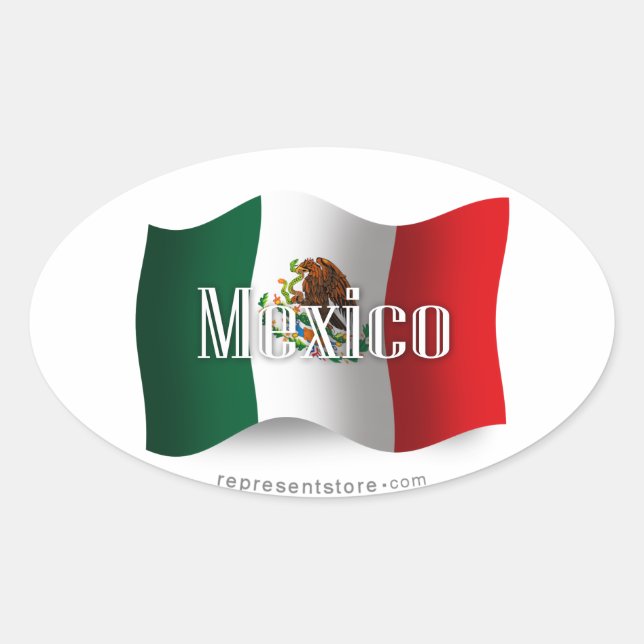 Mexico Waving Flag Oval Sticker (Front)