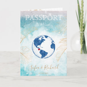 Mexico Wedding Destination Passport World Map Inv Invitation