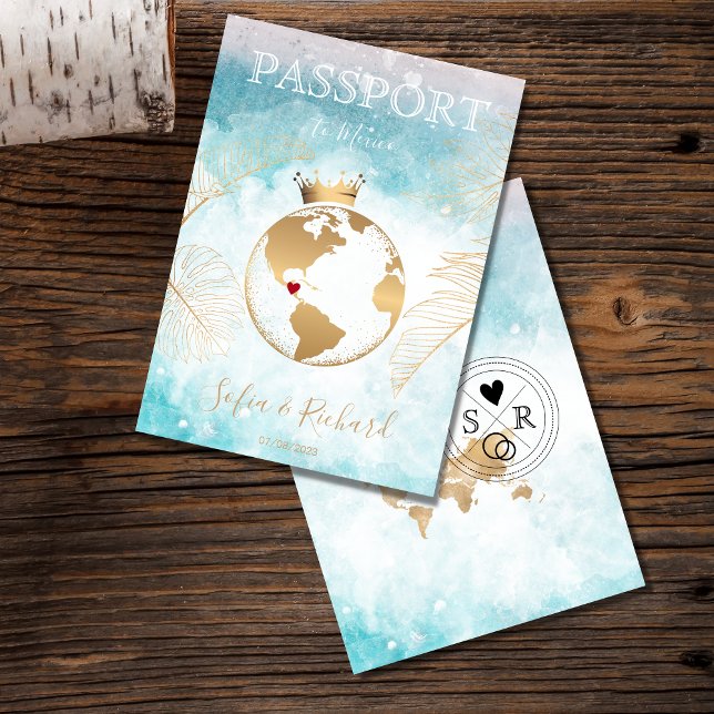 Mexico Wedding Destination Passport World Map  Inv Invitation (Creator Uploaded)