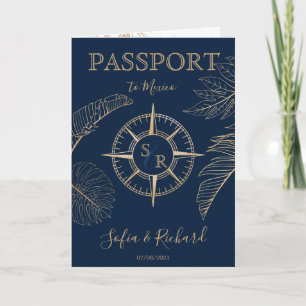 Mexico Wedding Destination Passport World Map  Invitation