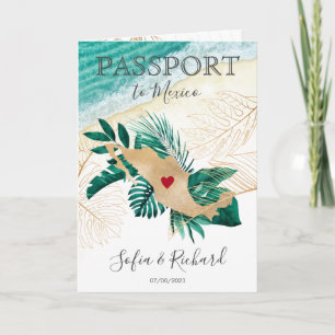 Mexico Wedding Destination Passport World Map Invitation