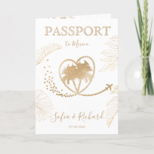 Mexico Wedding Destination Passport World Map  Invitation