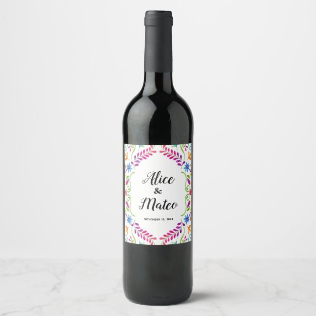 Mexico Wedding Theme Wine Bottle Labels (Front)