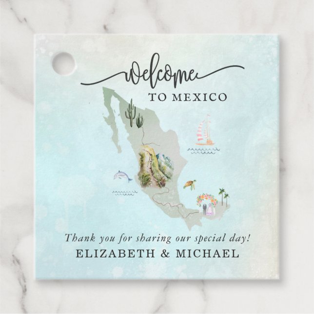 Mexico Wedding Welcome Gift Tags (Front)