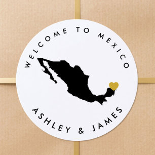Mexico Wedding Welcome Sticker for Treat Box Bag