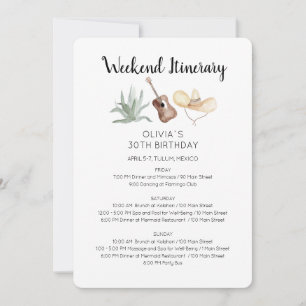 Mexico Weekend Birthday Itinerary Invitation