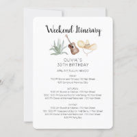 Mexico Weekend Birthday Itinerary Invitation