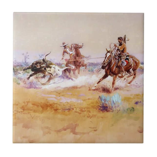 Mexico - Western Art by Charles M Russell Tile (Front)
