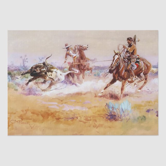 Mexico - Western Art by Charles M Russell Tissue Paper (Front)