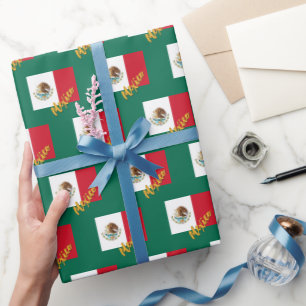 Mexico Wrapping Paper, Green, Mexican Flag patriot Paper