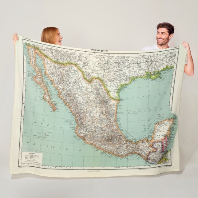 Mexique - Map of Mexico Fleece Blanket (In Situ)