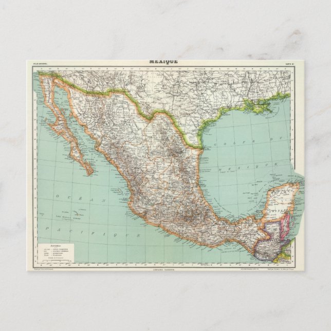Mexique - Map of Mexico Postcard (Front)
