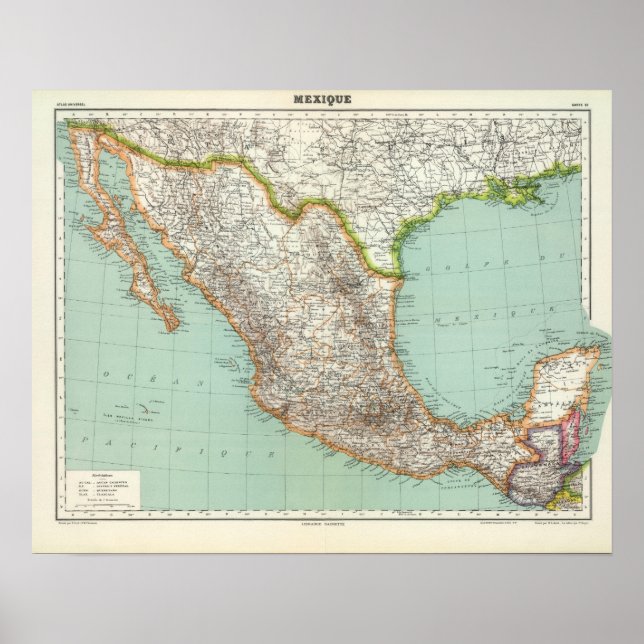 Mexique - Map of Mexico Poster (Front)