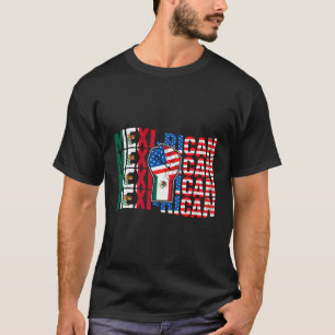 Mexirican Half Puerto Rico Fist Mexico Flag Boricu T-Shirt