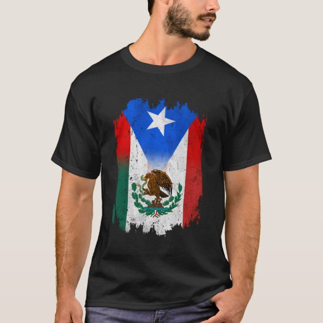 Mexirican Mexico Flag Puerto Rico Flag Boricua Chi T-Shirt (Front)