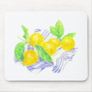 Meyer lemons on kitchen towel mouse mat