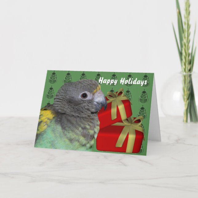 Meyers Parrot Animal Christmas Holiday Card (Front)