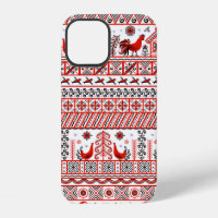 Mezen painting. Decorative seamless pattern. Chick