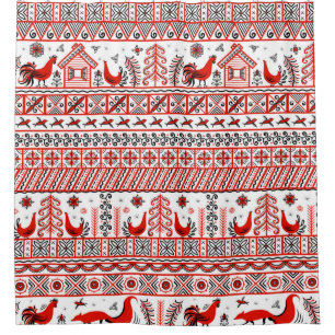 Mezen painting. Decorative seamless pattern. Chick Shower Curtain