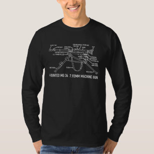 MG 34 German WW2 Machine Gun Tripod Blueprint Diag T-Shirt