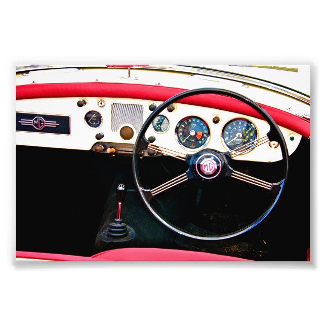 MG A Classic British Sports Car Interior Photo Print (Front)
