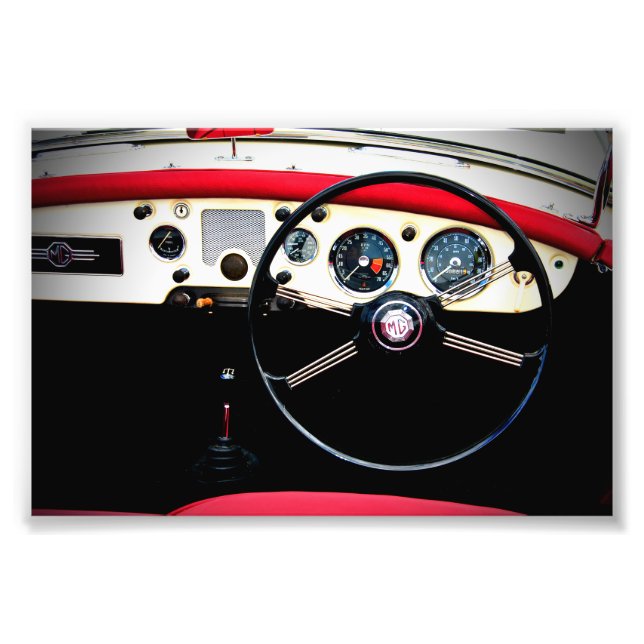 MG A Classic British Sports Car Interior Photo Print (Front)